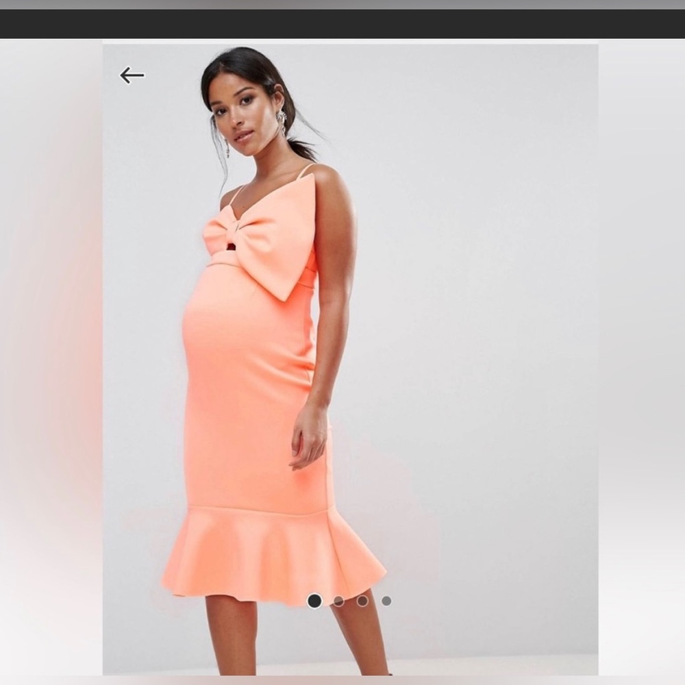 ASOS Maternity Scuba Bow Front PephemMidi Dress size 6